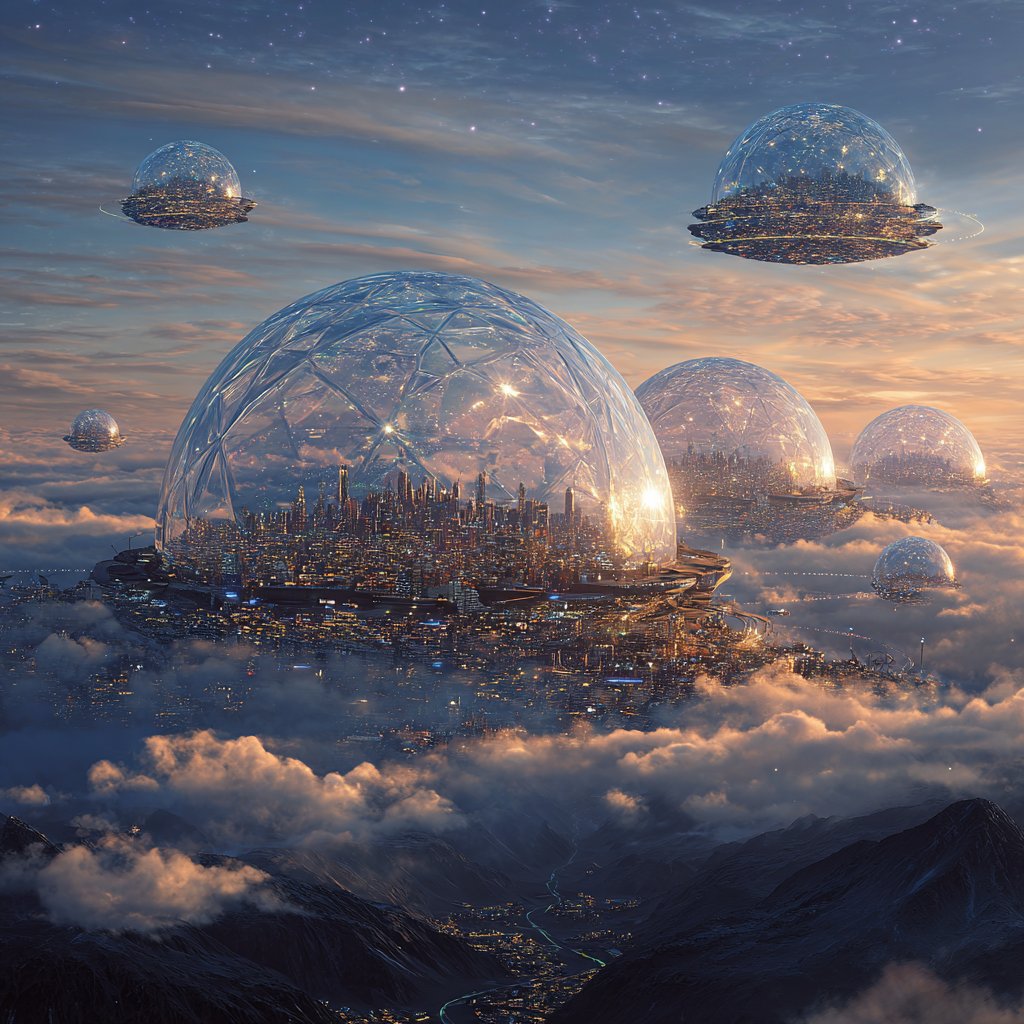 Domed City at Sunset